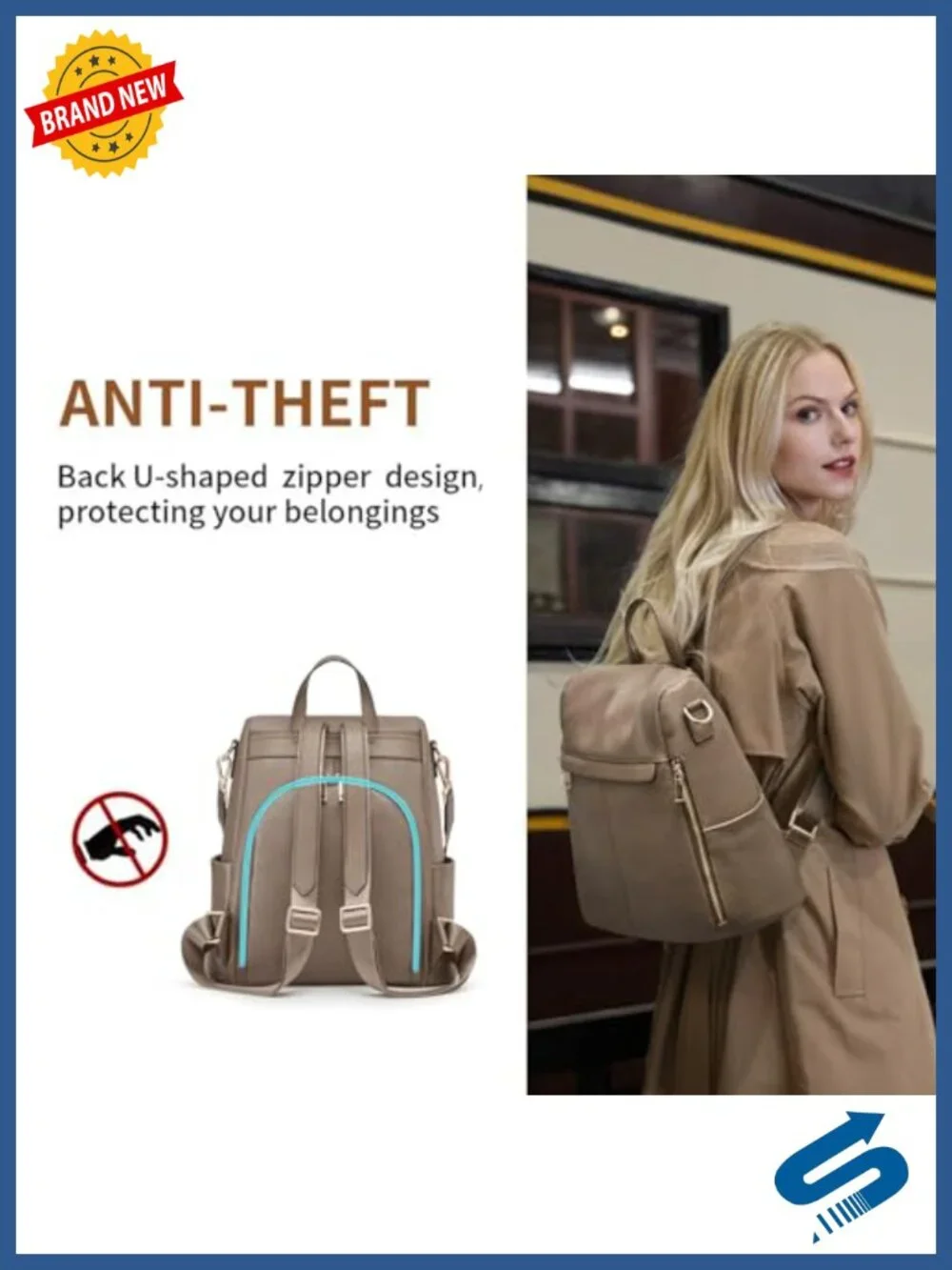 Genuine Leather Anti-Theft Backpack Purse Satchel Shoulder Bag